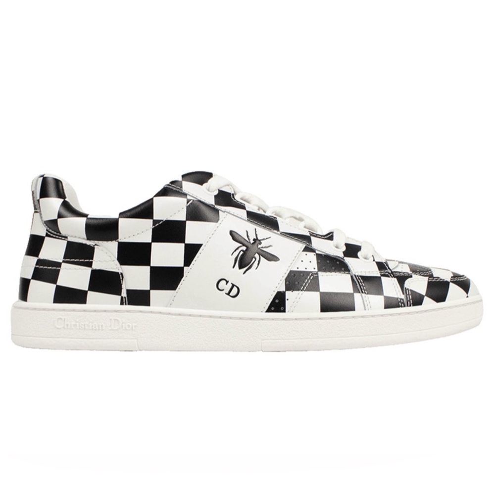 Christian Dior “D-Bee” White & Black Checkered Sneakers - 39